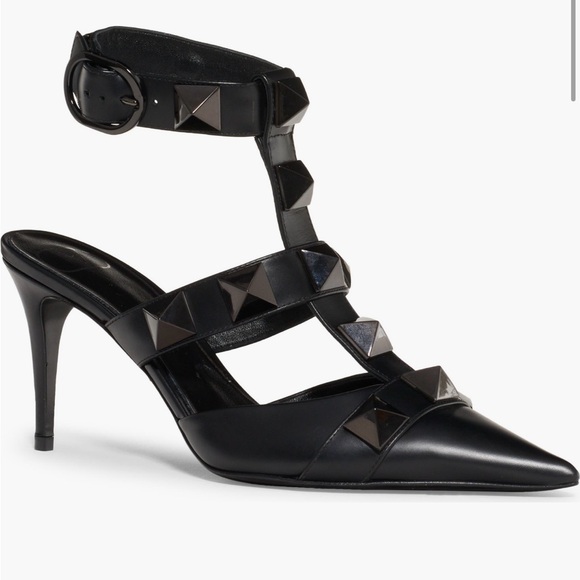 Valentino Garavani Shoes - Valentino Garavani Roman Stud T-Strap Pump, Size: 5.5 US/35.5 EU, Color: Nero